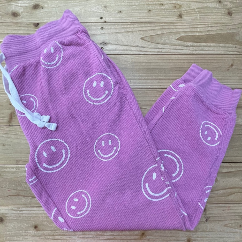 Altar'd State Intimates Pink Smiley Face‎ Thermal Jogger Pants Medium